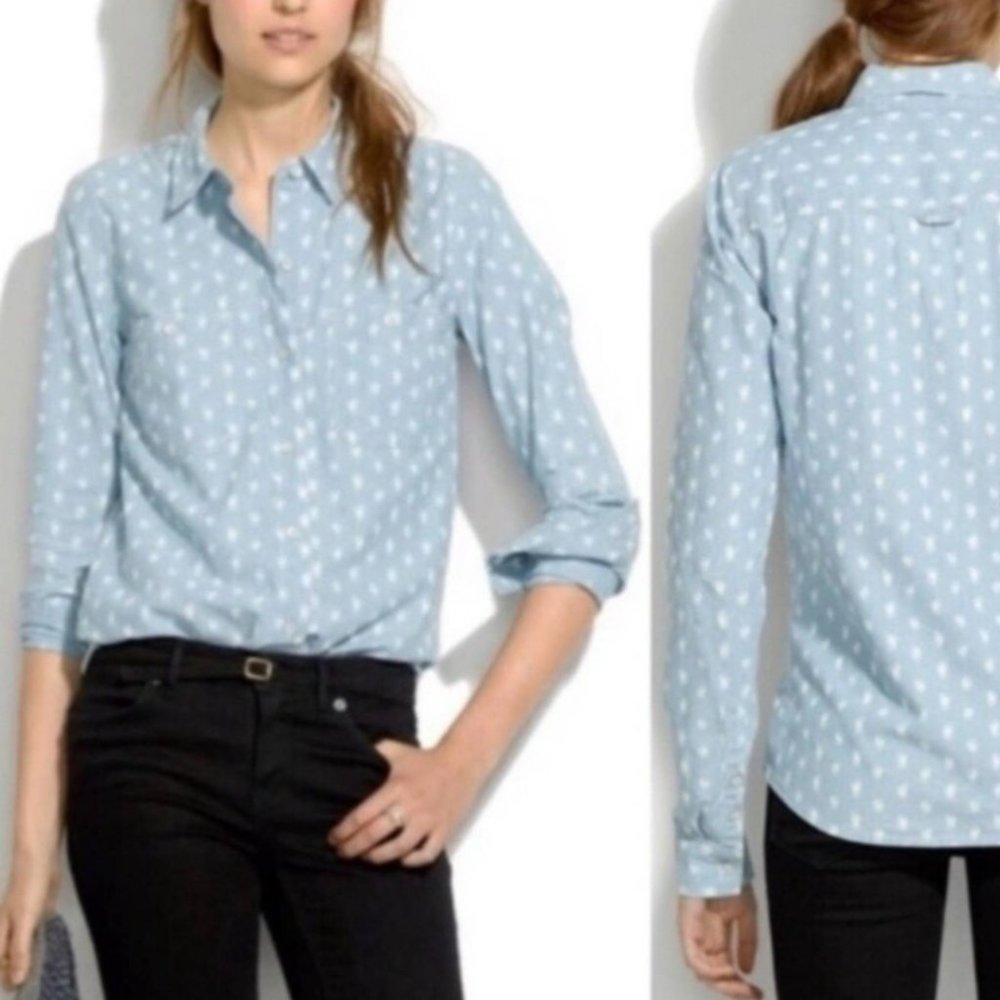Madewell Light Blue Dot Button-Down Shirt